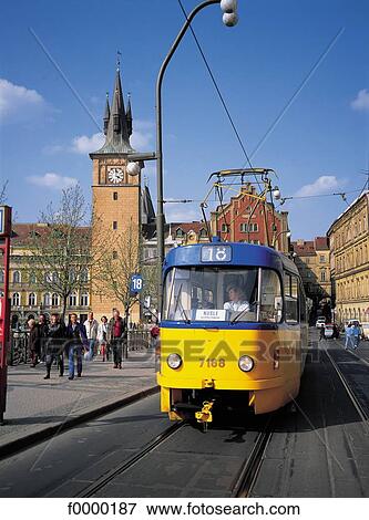 public transport, Czech Republic, Europe, tramway, Prague, exterior View Large Photo Image Stock Photo - public transport, Czech Republic, Europe, tramway, Prague, exterior. Fotosearch