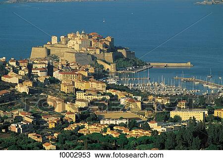 Stock Image - sea, Corsica, Upper Corsica, Calvi, fortress, citadel, coastal landscape. Fotosearch