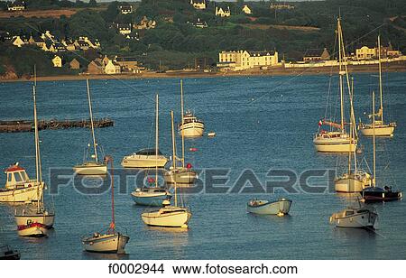 Picture - sea, Douarnenez, boat, sailing boat, leisure boat, coastal landscape, coast. Fotosearch