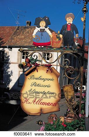 Stock Image - shop sign, Alsace, Eguisheim, Europe, France, French, French Haut Rhin. Fotosearch