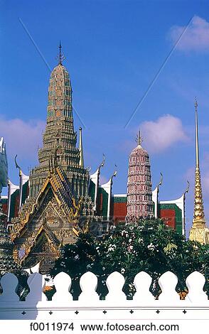 Picture - Thailand, South East Asia, Asia, Bangkok, Wat Phra Keo Temple, travel, travel vertical. Fotosearch