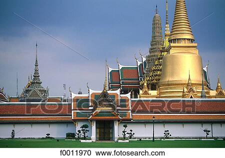 Stock Image - Thailand, South East Asia, Asia, Bangkok, Wat Phra Keo Temple, travel, travel exterior. Fotosearch