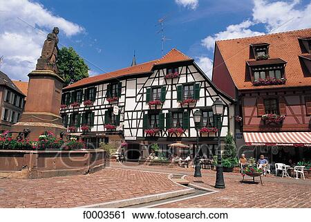 traditional dwelling, square, house, statue, sculpture, front, Alsace View Large Photo Image Stock Image - traditional dwelling, square, house, statue, sculpture, front, Alsace. Fotosearch