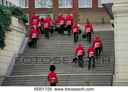 Stock Photography - uniform, national guard, stairs, United Kingdom, England, Britain, Europe. Fotosearch
