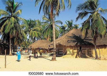 Stock Image - village, house, Africa, Senegal, Casamance, exterior. Fotosearch