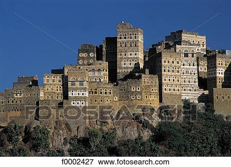 village, house, building, buildings, Yemen, Middle East, traditional dwelling View Large Photo Image Stock Photo - village, house, building, buildings, Yemen, Middle East, traditional dwelling. Fotosearch