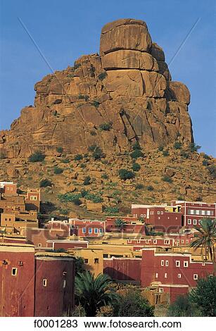 Stock Image - village, rock, rocks, Morocco, Northern Africa, Tafraoute. Fotosearch