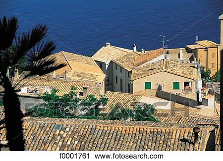 village, roof, Balearic Islands, Spain, Europe, sea, Banyalbufar View Large Photo Image Stock Image - village, roof, Balearic Islands, Spain, Europe, sea, Banyalbufar. Fotosearch