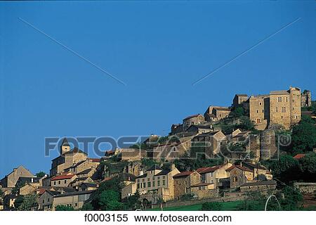 Stock Photography - village, traditional dwelling, Aveyron, Europe, France, French, French gorges of the Tarn. Fotosearch