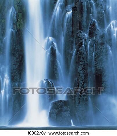 waterfcascade, freshness, fresh, water, blue, exterior View Large Photo Image Stock Photo - waterfcascade, freshness, fresh, water, blue, exterior. Fotosearch