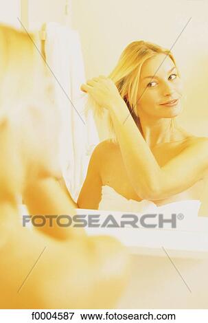 woman, women, people, bathroom, hair, doing hair View Large Photo Image Stock Photo - woman, women, people, bathroom, hair, doing hair. Fotosearch