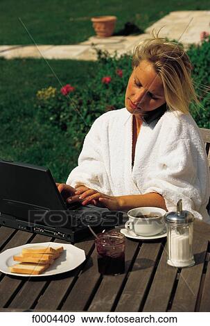 woman, women, robe, breakfast, toast, cup of coffee View Large Photo Image Stock Photo - woman, women, robe, breakfast, toast, cup of coffee. Fotosearch