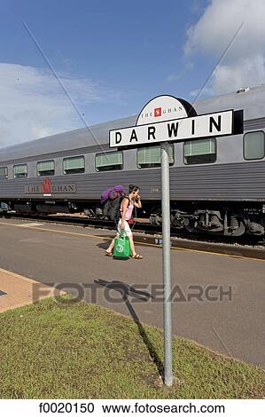 Stock Image - Australia, Northern Territory, Darwin, the ghan, Darwin-Adelaide train. Fotosearch