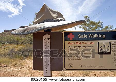 Australia, Northern Territory, Watarrka park, heat warning notice View Large Photo Image Stock Photography - Australia, Northern Territory, Watarrka park, heat warning notice. Fotosearch