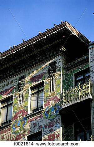 Picture - Austria, Vienna, Art Nouveau style facade of Otto Wagner. Fotosearch