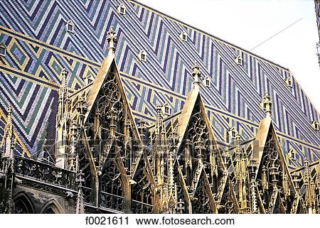 Austria, Vienna, cathedral of Saint Stephen, multicoloured roof View Large Photo Image Stock Image - Austria, Vienna, cathedral of Saint Stephen, multicoloured roof. Fotosearch
