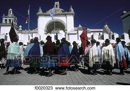 Stock Image - Bolivia, Copacabana, Virgin Mary festival. Fotosearch