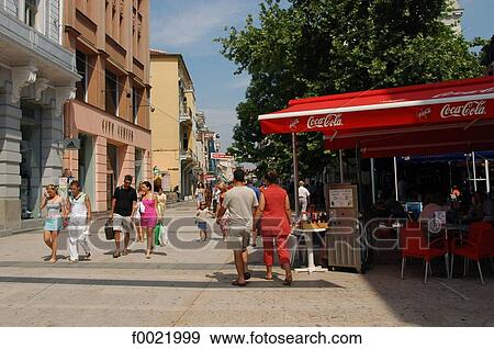Bulgaria, Plovdiv, old city, Aleksandrovska Street View Large Photo Image Stock Photo - Bulgaria, Plovdiv, old city, Aleksandrovska Street. Fotosearch