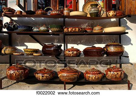 Stock Image - Bulgaria, Plovdiv, pottery shop. Fotosearch
