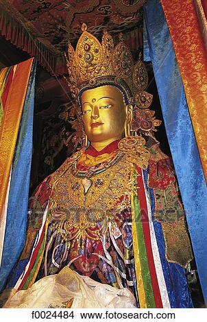 Picture - China, Tibet, Samye Monastery, statue of Sakyamuni Buddha. Fotosearch