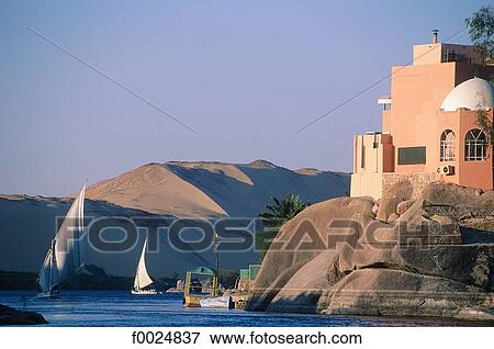 Egypt, Aswan, feluccas on the Nile View Large Photo Image Stock Photo - Egypt, Aswan, feluccas on the Nile. Fotosearch