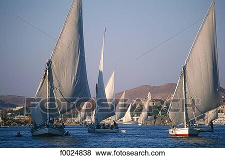 Egypt, Aswan, feluccas on the Nile View Large Photo Image Stock Photo - Egypt, Aswan, feluccas on the Nile. Fotosearch