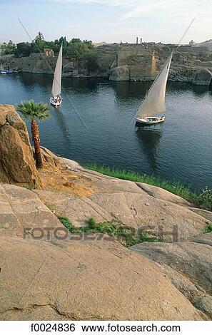 Egypt, Aswan, feluccas on the Nile View Large Photo Image Stock Photograph - Egypt, Aswan, feluccas on the Nile. Fotosearch