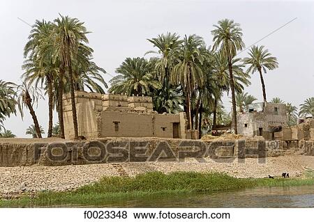 Egypt, between Qina and Luxor, village along the Nile View Large Photo Image Stock Photo - Egypt, between Qina and Luxor, village along the Nile. Fotosearch