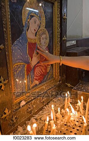 Egypt, Cairo, Abassaya quarter, Saint Marc Coptic Church, votive candles and icon View Large Photo Image Stock Image - Egypt, Cairo, Abassaya quarter, Saint Marc Coptic Church, votive candles and icon. Fotosearch
