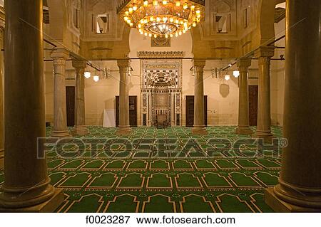 Egypt, Cairo, Al Azhar Mosque, prayer room View Large Photo Image Stock Photo - Egypt, Cairo, Al Azhar Mosque, prayer room. Fotosearch