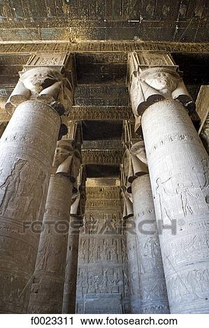 Egypt, Dendera, Dendera Temple, sculpted columns View Large Photo Image Stock Image - Egypt, Dendera, Dendera Temple, sculpted columns . Fotosearch