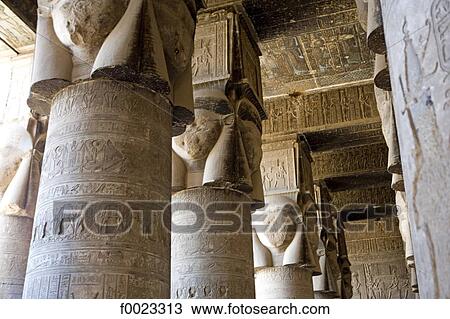Egypt, Dendera, Dendera Temple, sculpted columns View Large Photo Image Stock Image - Egypt, Dendera, Dendera Temple, sculpted columns . Fotosearch
