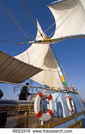 Egypt, near Luxor, aboard a cruise felucca View Large Photo Image Stock Photograph - Egypt, near Luxor, aboard a cruise felucca . Fotosearch