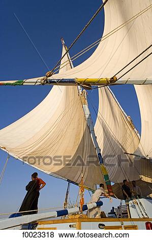 Egypt, near Luxor, aboard a felucca View Large Photo Image Stock Photo - Egypt, near Luxor, aboard a felucca . Fotosearch