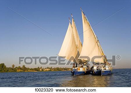 Stock Image - Egypt, near Luxor, cruise feluccas . Fotosearch