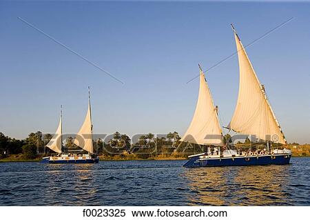 Stock Photography - Egypt, near Luxor, cruise feluccas . Fotosearch