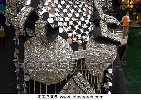 Egypt, Old Cairo, Khan El Khalili souk, embroidered garment with silvery coins View Large Photo Image Stock Photography - Egypt, Old Cairo, Khan El Khalili souk, embroidered garment with silvery coins. Fotosearch