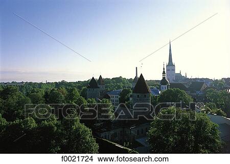 Estonia, Tallinn, Old Town View Large Photo Image Picture - Estonia, Tallinn, Old Town. Fotosearch