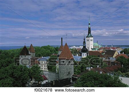 Estonia, Tallinn, Old Town View Large Photo Image Stock Photo - Estonia, Tallinn, Old Town. Fotosearch