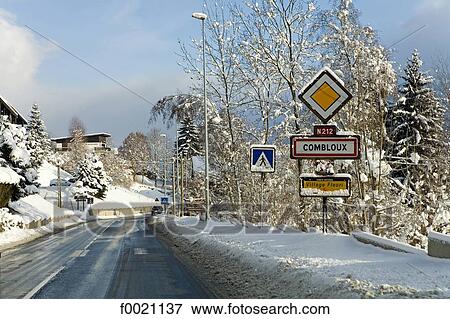 Stock Photo - France, Alps, Combloux, arrival at Combloux. Fotosearch