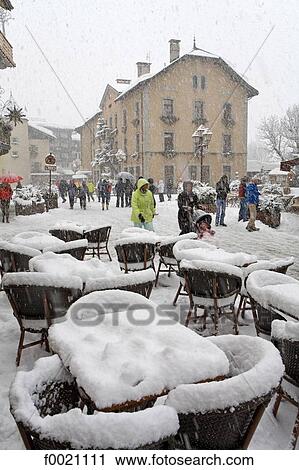 France, Alps, Megeve, cafe terrace under snow View Large Photo Image Stock Image - France, Alps, Megeve, cafe terrace under snow. Fotosearch