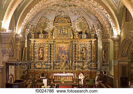 Stock Photograph - France, Alps, Valloire, inside Our Lady of the Assumption church. Fotosearch