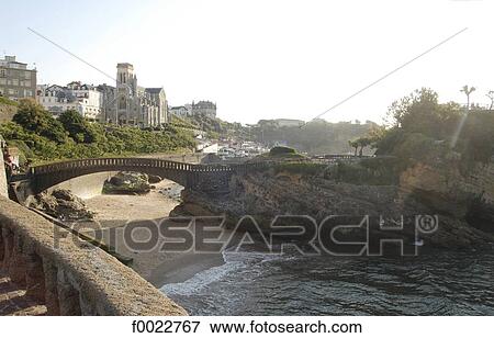 Stock Photo - France, Aquitaine, Biarritz, creek. Fotosearch