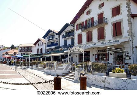 Stock Photograph - France, Aquitaine, Ciboure, Socoa Harbour, restaurants. Fotosearch