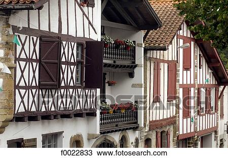 France, Aquitaine, La Bastide-Clairence, half-timbered house View Large Photo Image Stock Image - France, Aquitaine, La Bastide-Clairence, half-timbered house. Fotosearch