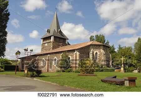 Stock Image - France, Aquitaine, Lit-et-Mixe, church. Fotosearch