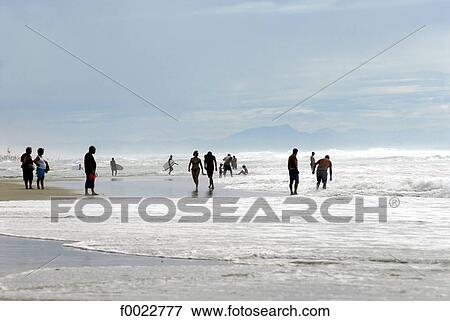 Stock Photo - France, Aquitaine, Saint Girons-Plage, swimming. Fotosearch
