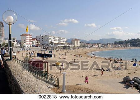 Stock Photo - France, Aquitaine, Saint Jean de Luz, beach. Fotosearch