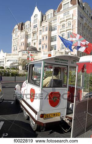 Stock Photo - France, Aquitaine, Saint Jean de Luz, little tourist train. Fotosearch