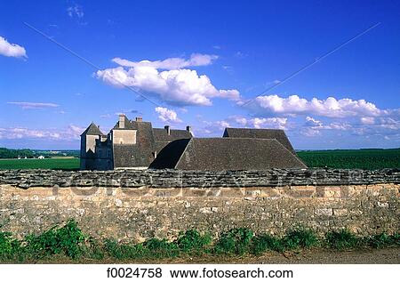 France, Burgundy, Clos Vougeot, castle and vineyard View Large Photo Image Stock Photo - France, Burgundy, Clos Vougeot, castle and vineyard. Fotosearch